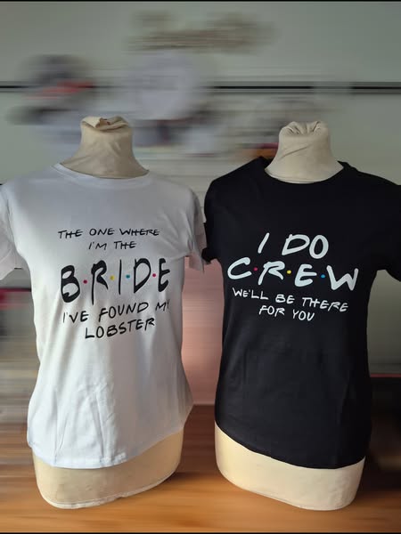 Personalised Friends Hen party T-shirts, Team Bride, Bride Squad Shirts, Bridesmaid Designs