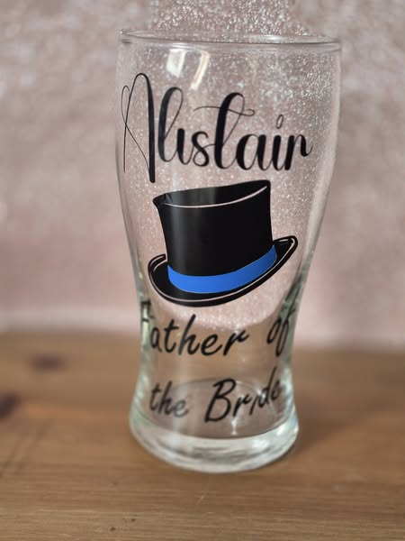 Wedding Themed Pint Glass / Best Man Glass / Groomsman Gift / Wedding Gift / Usher Gift / Pint / Prom / Father of the Bride/Groom