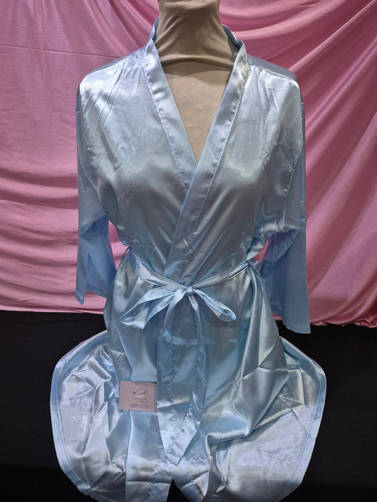 Wedding Satin Robe - Personalised name with with hearts, wedding role and wedding date