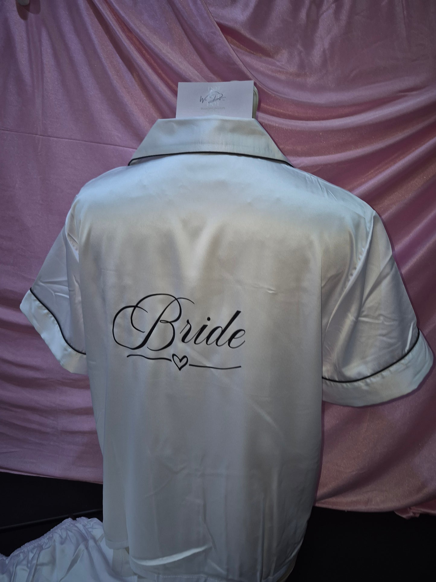 Adult satin pyjamas - Wedding role on back