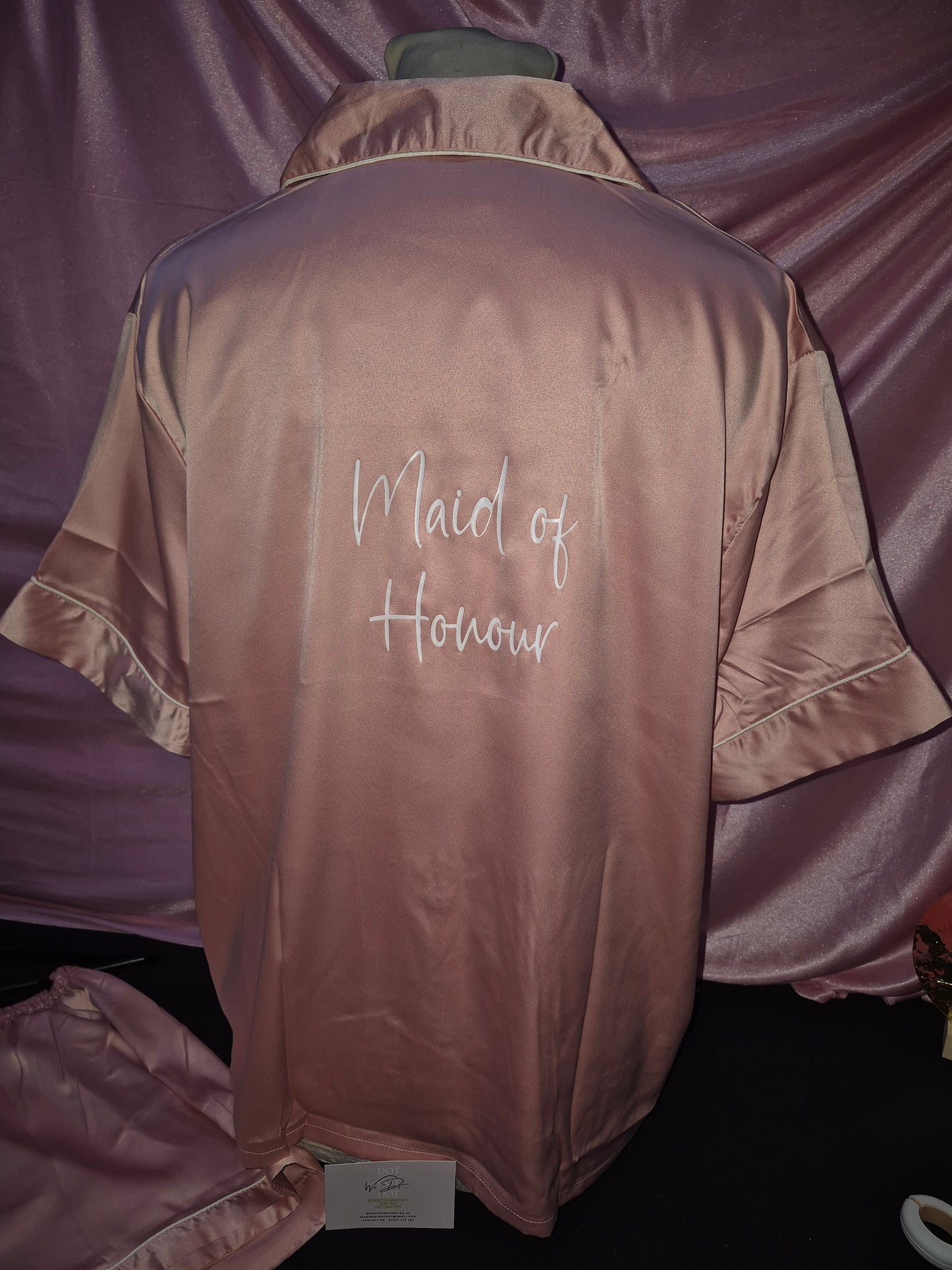 Adult satin pyjamas - Wedding role on back