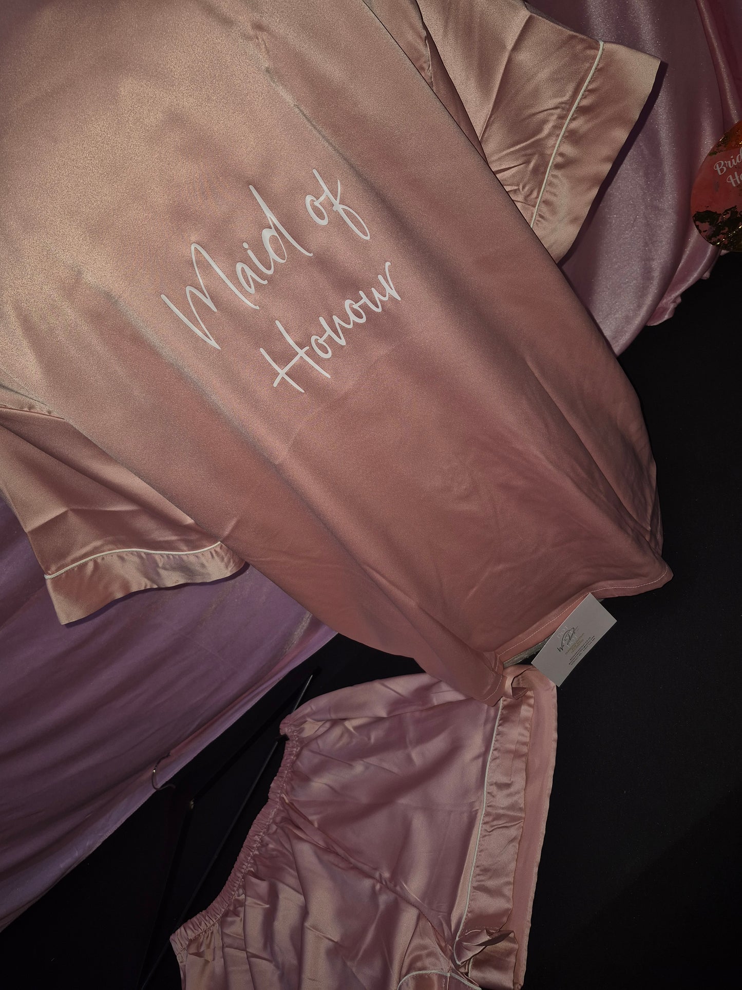 Adult satin pyjamas - Wedding role on back