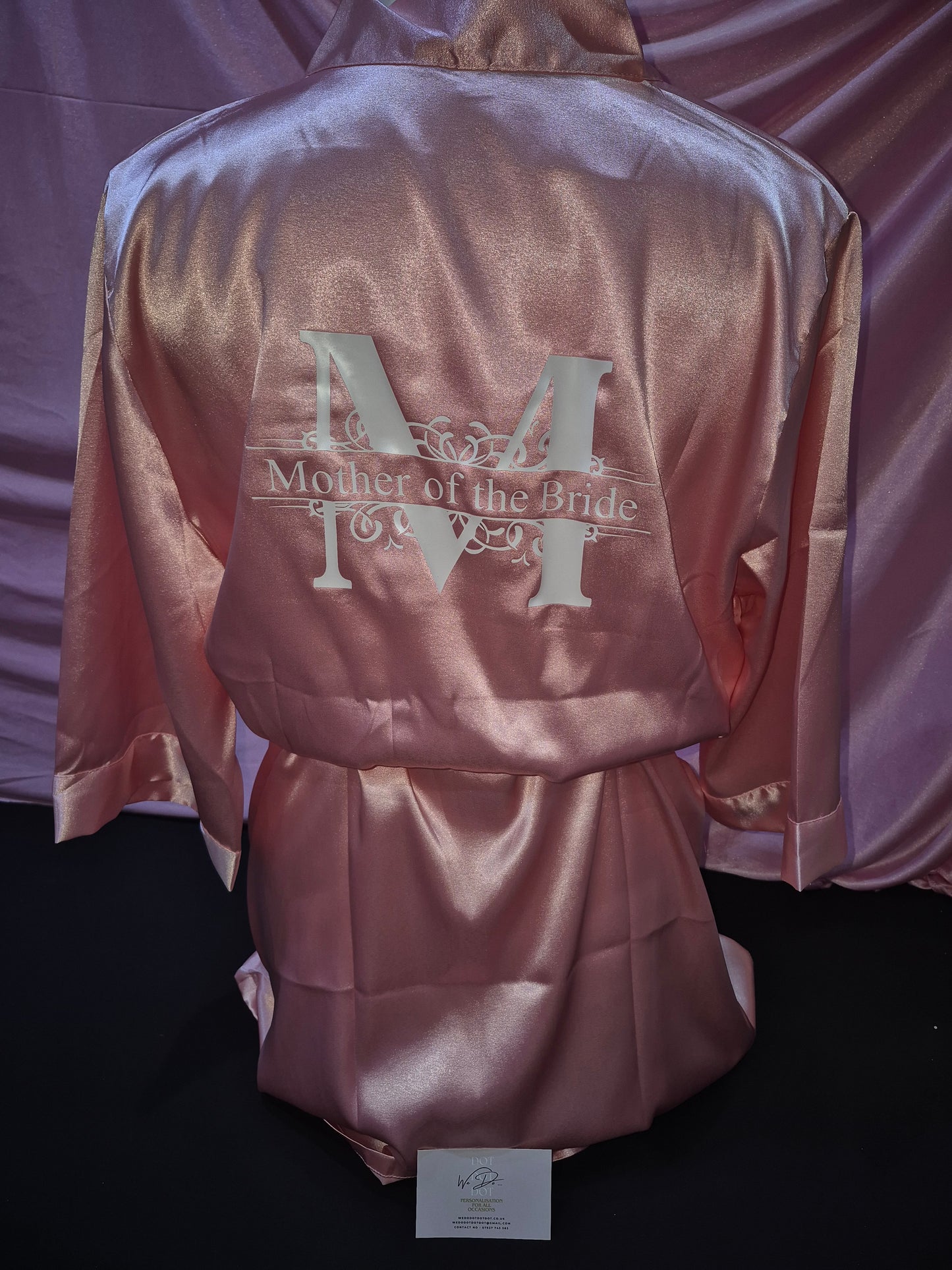 Wedding satin Robe - Personalised Initial with wedding role in centre