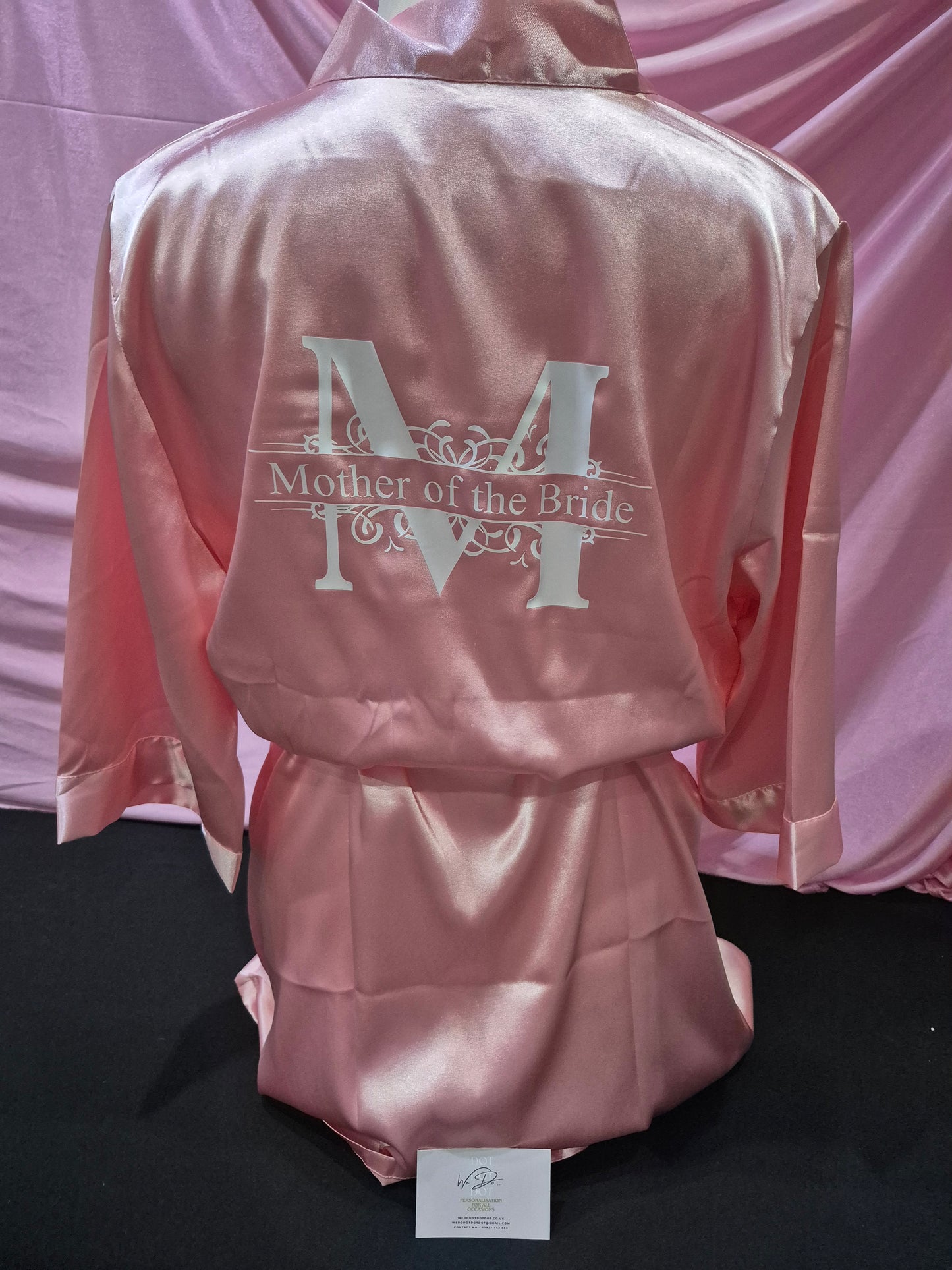 Wedding satin Robe - Personalised Initial with wedding role in centre