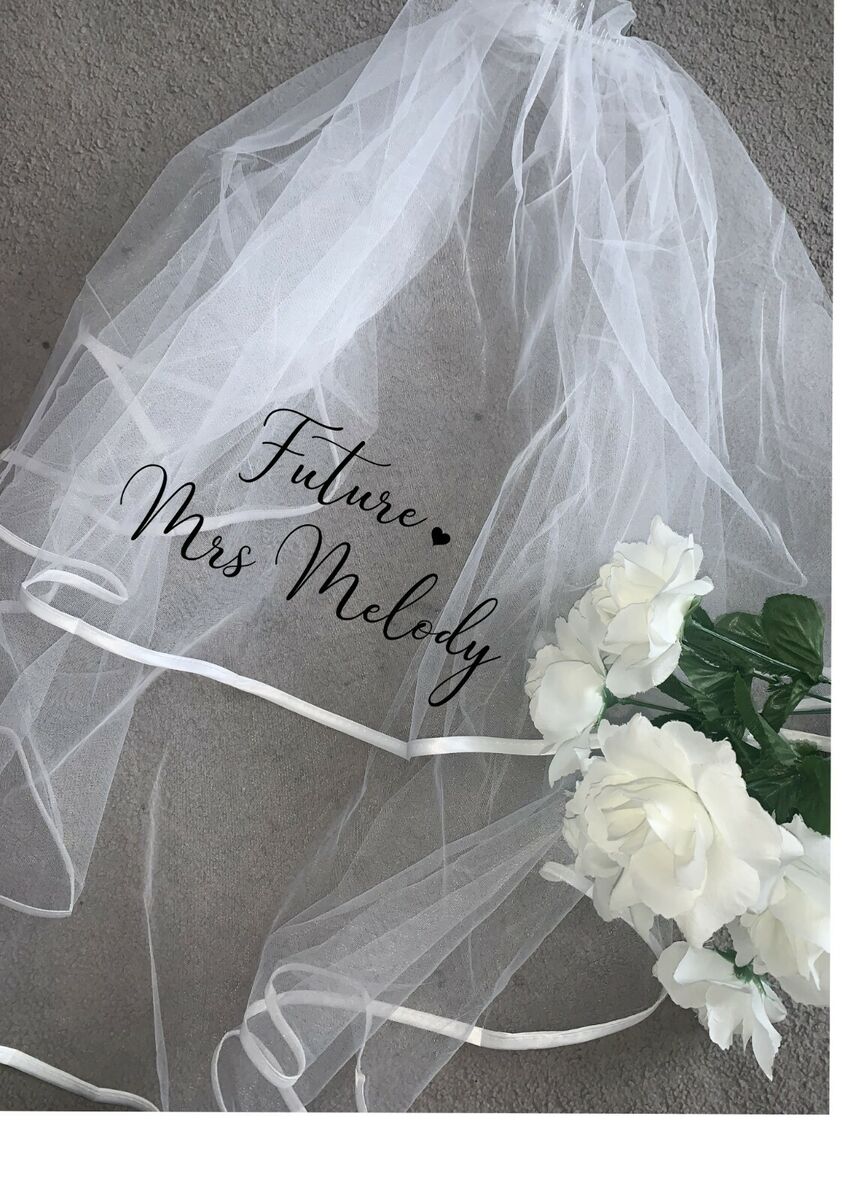 Personalised Double Layer Satin Ribbon Edge Veil