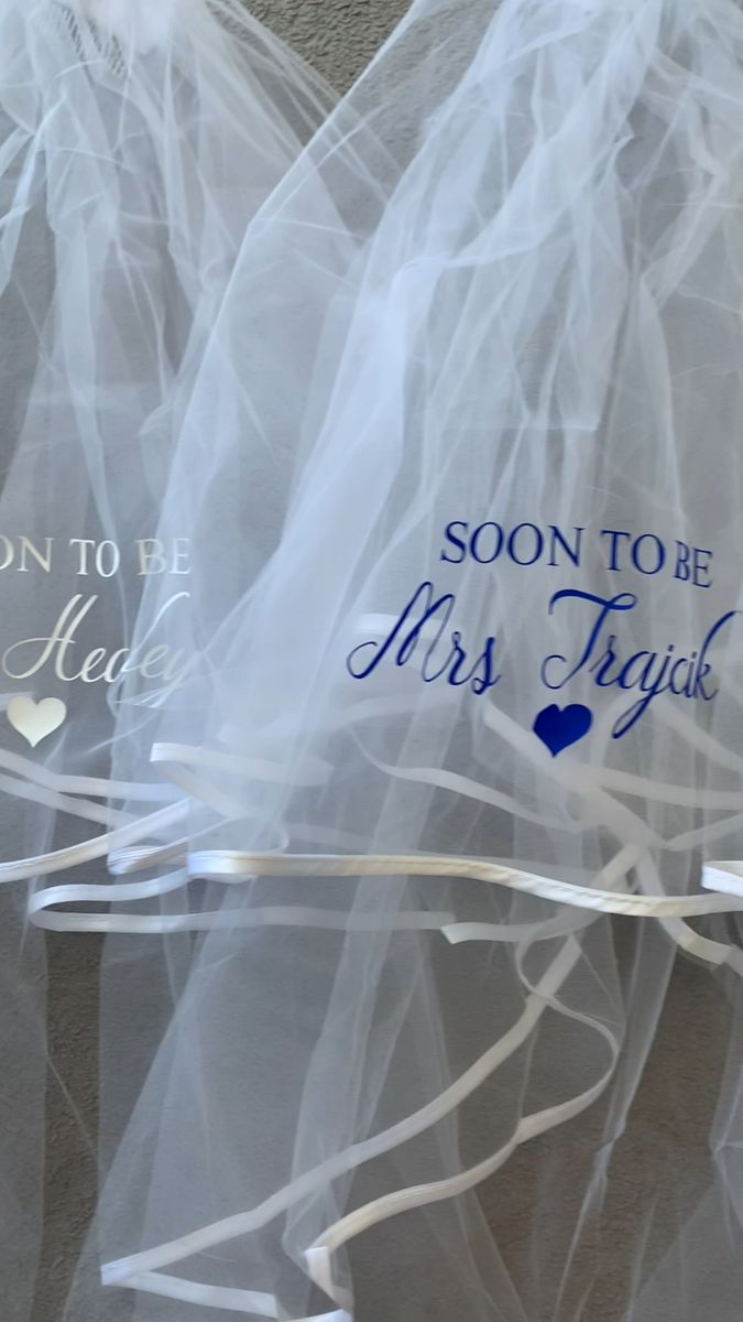 Personalised Double Layer Satin Ribbon Edge Veil