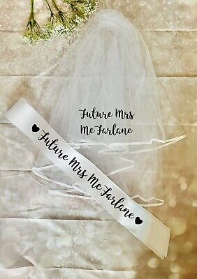 Personalised Double Layer Satin Ribbon Edge Veil