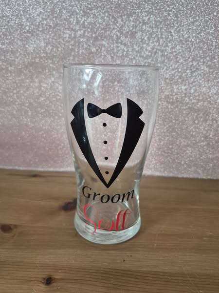 Wedding Themed Pint Glass / Best Man Glass / Groomsman Gift / Wedding Gift / Usher Gift / Pint / Prom / Father of the Bride/Groom
