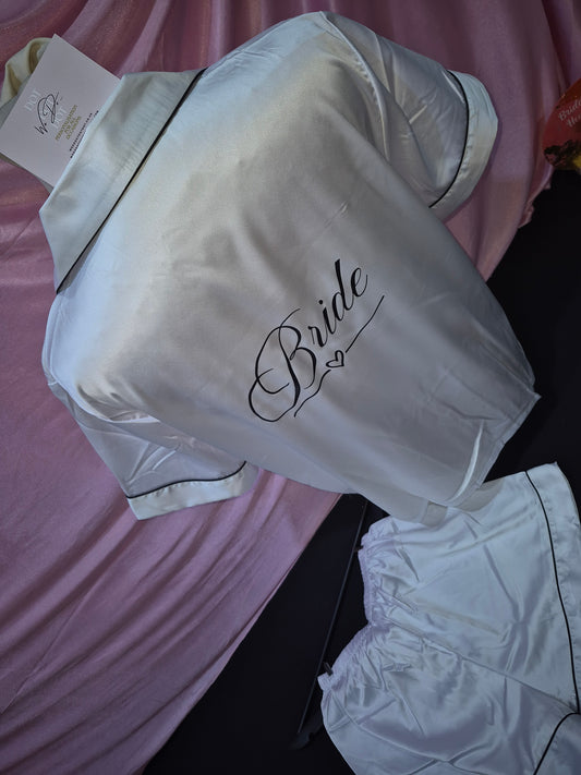 Adult satin pyjamas - Wedding role on back