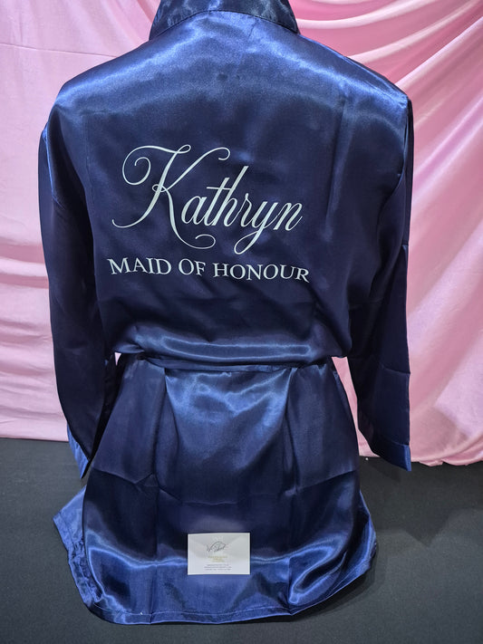 Wedding Satin Robe - Personalised Name with Wedding Role